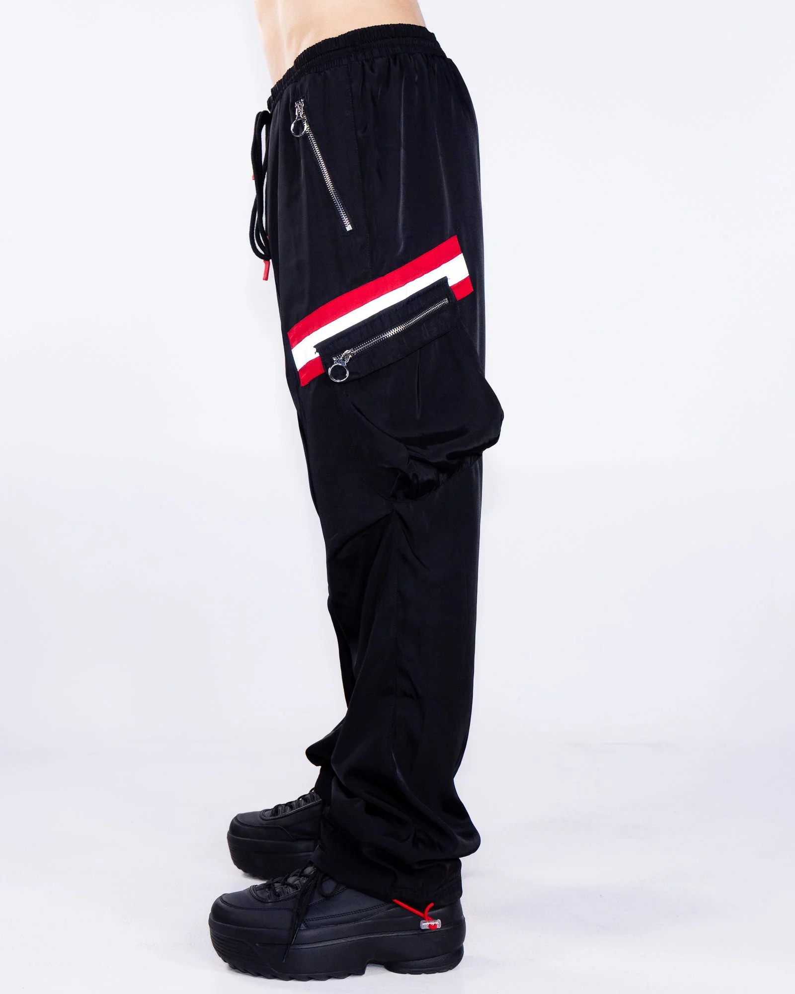 Reflective Tape Men's Black Utility Cargo Pants - Image 4