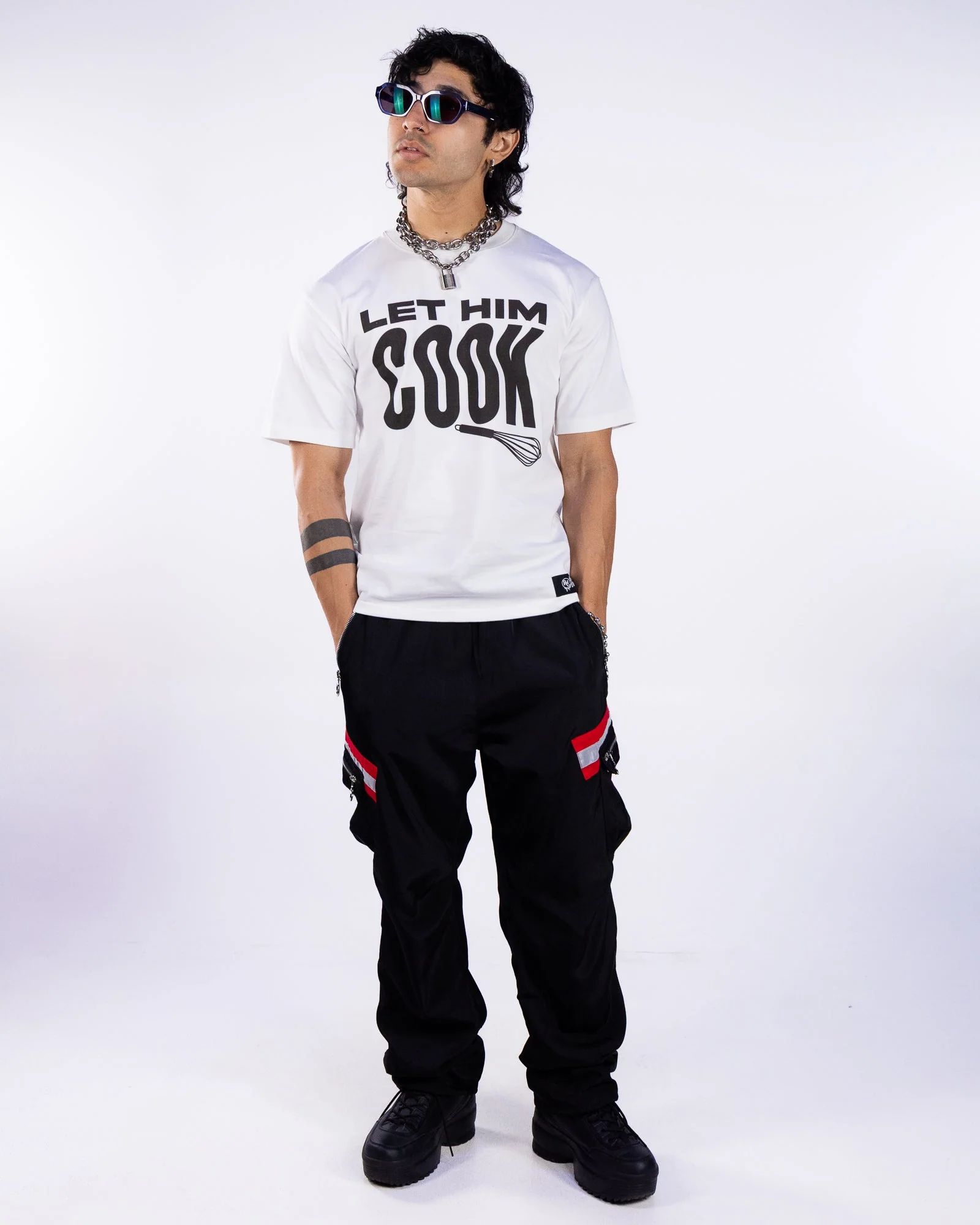 Reflective Tape Men's Black Utility Cargo Pants - Image 6