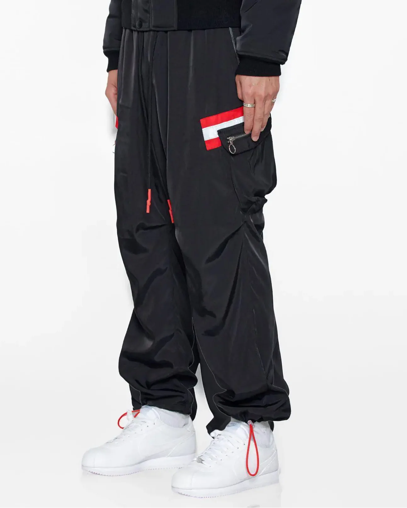 Reflective Tape Men's Black Utility Cargo Pants - Image 8