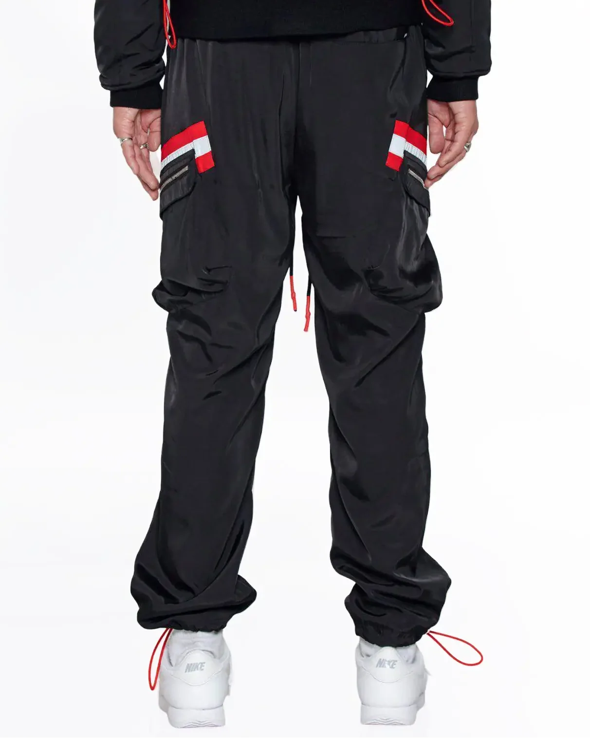 Reflective Tape Men's Black Utility Cargo Pants - Image 9