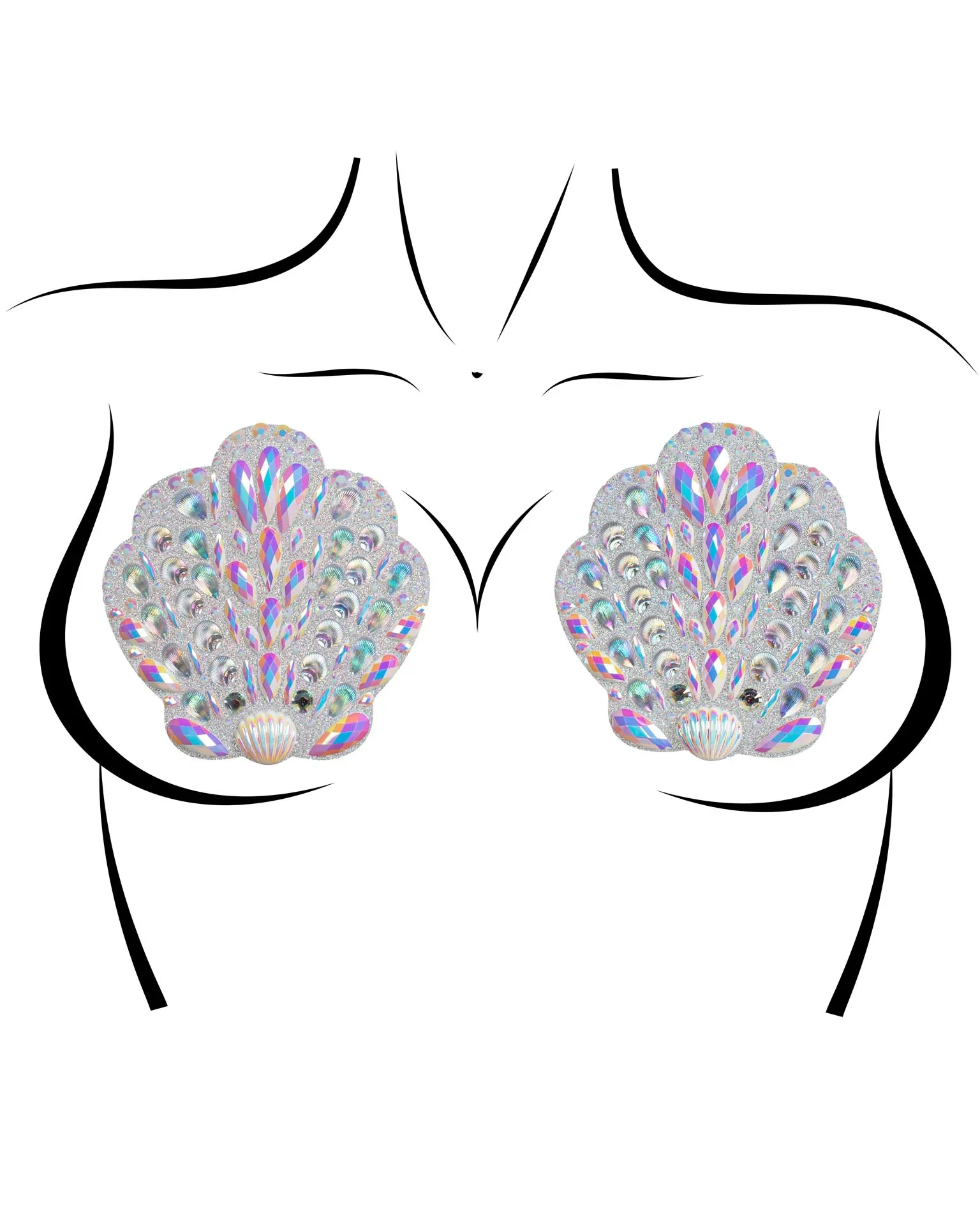 Rhinestone Shell Women's Nipple Covers - Image 5