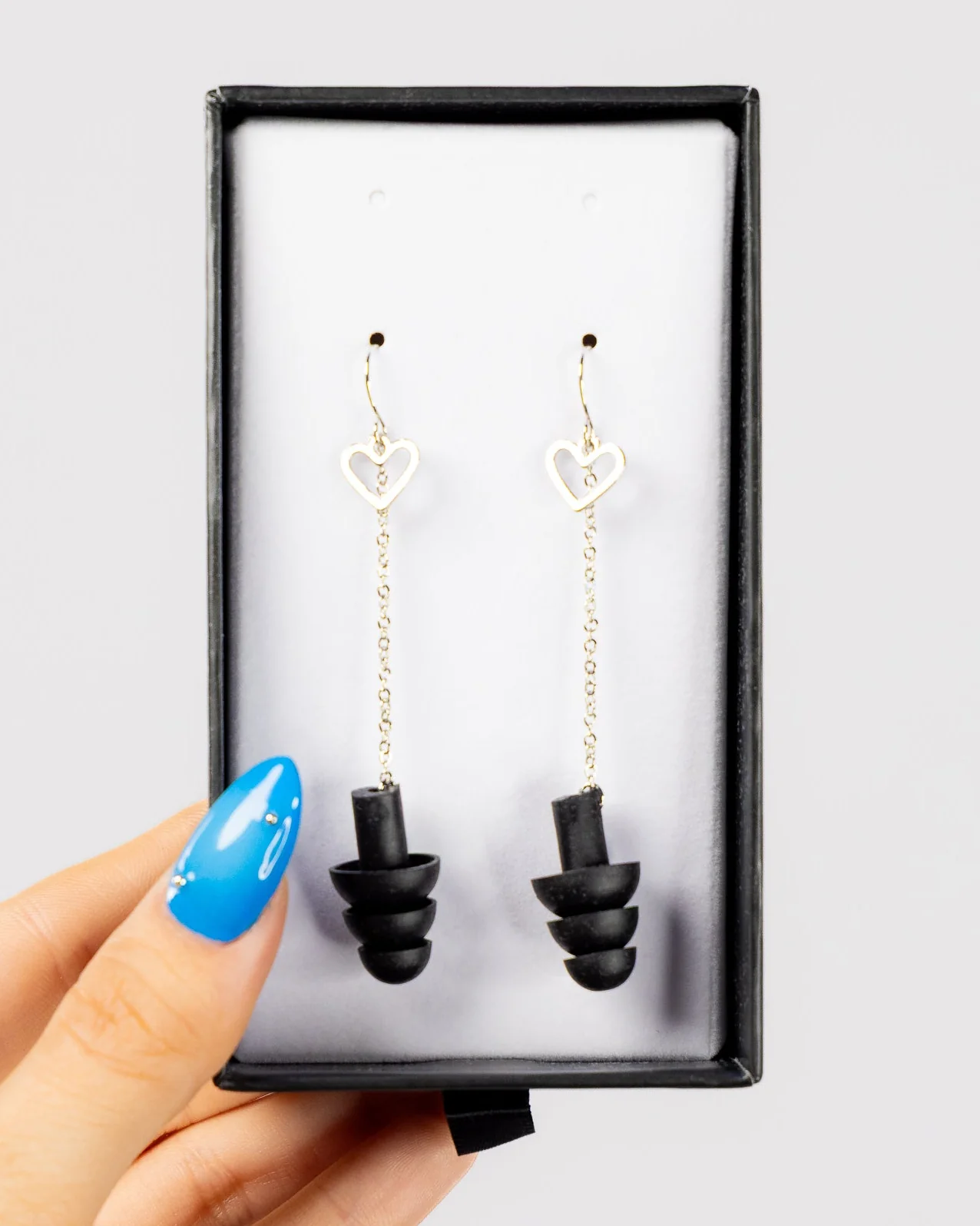 Silver Hearts Earplug Earrings
