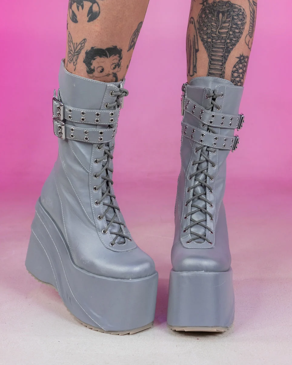 Silver Stardust Platform Boots - Image 4