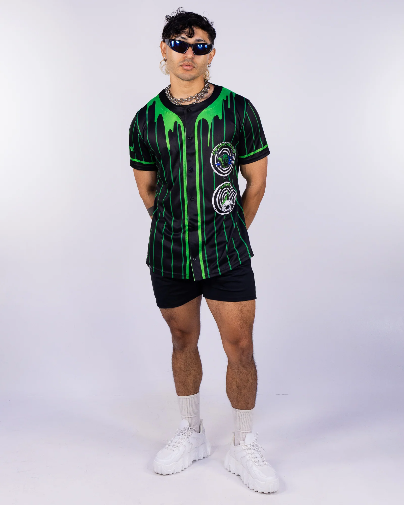 RW x Snails Men's Black/Green Baseball Jersey - Image 6