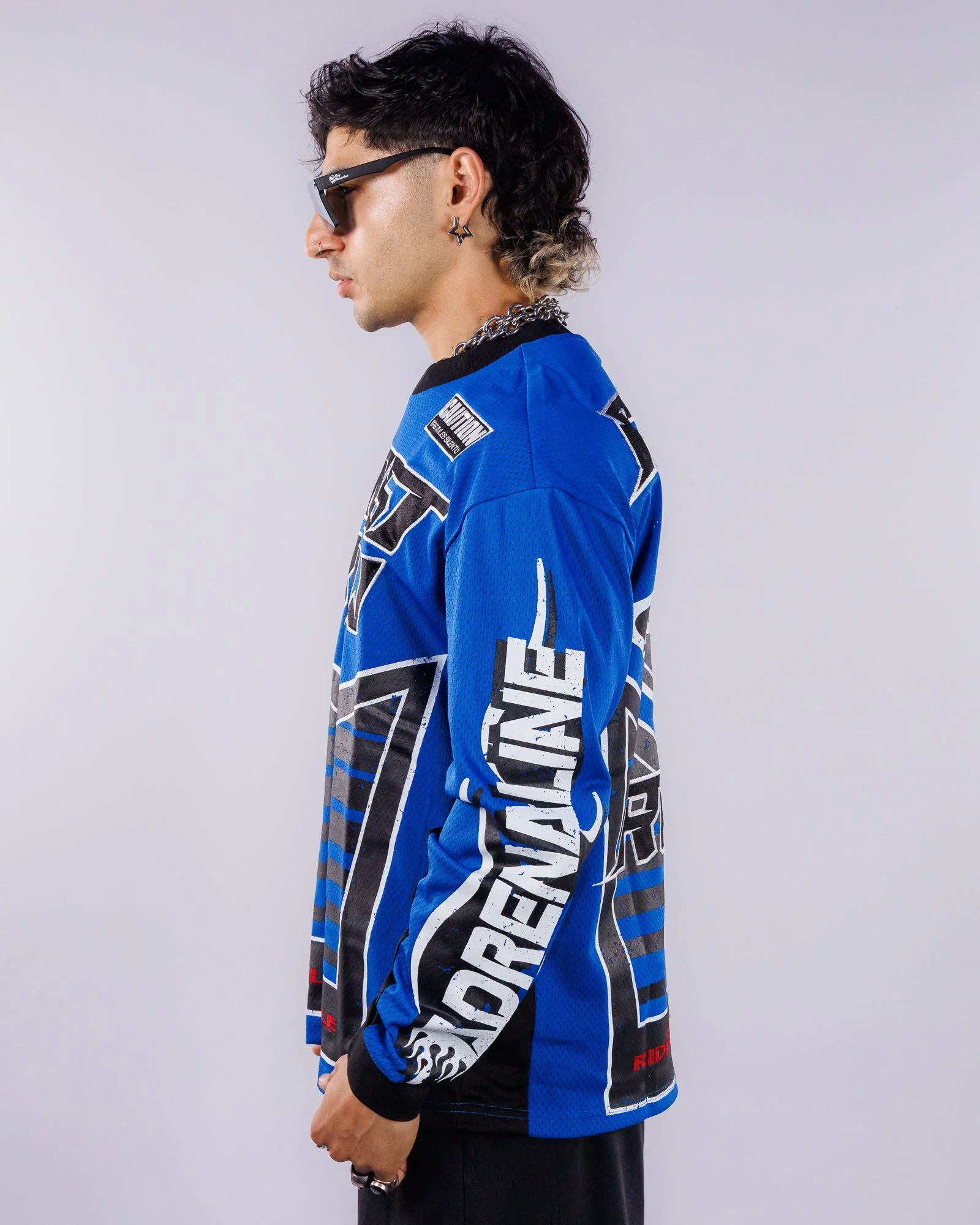 Sparked By Adrenaline Men's Blue Moto Jersey - Image 4