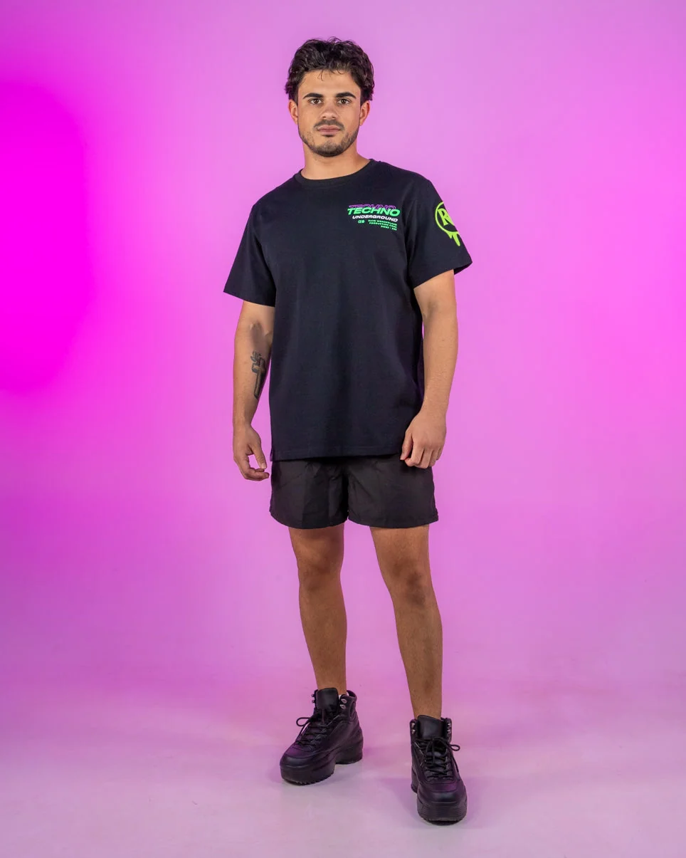 Techno Underground Retro Vibes Black T-Shirt - Image 5