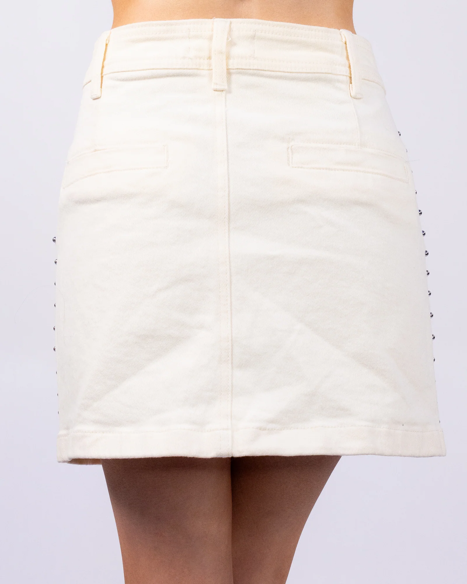 Torn To Pieces Women's Beige Studded Twill Skirt - Image 5