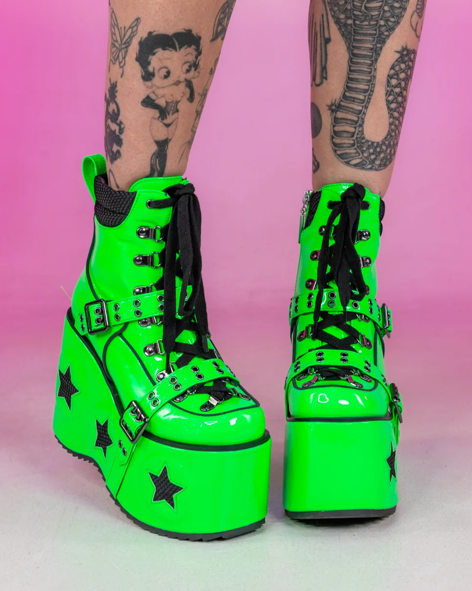 Green Spaced Out Platform Boots - Image 3