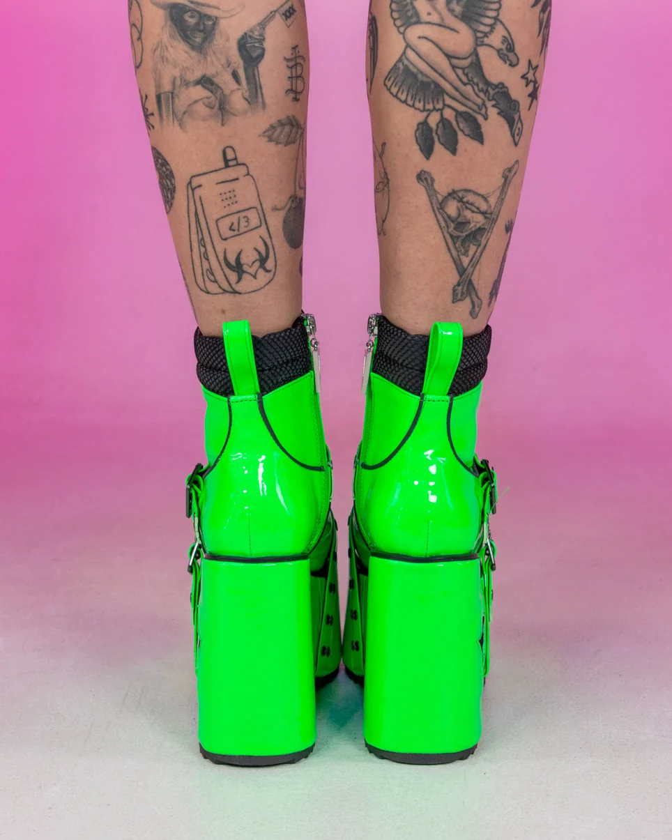 Green Spaced Out Platform Boots - Image 5