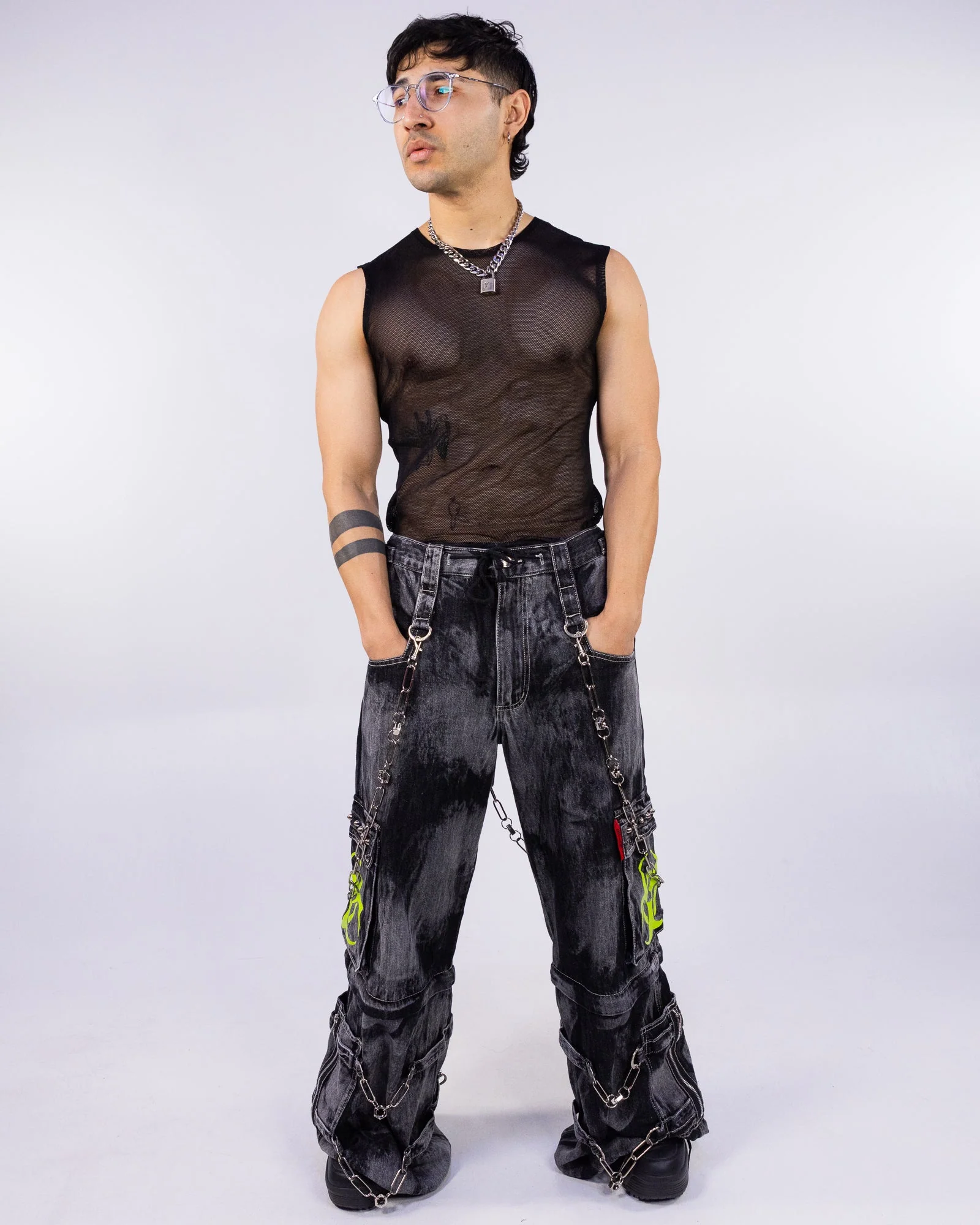 Tripp NYC Unisex Black Fishnet Muscle Tank - Image 2