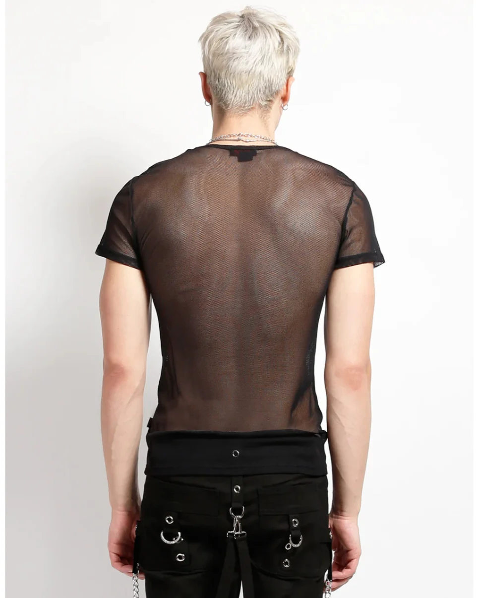 Tripp NYC Black Short Sleeve Fishnet Top - Image 7