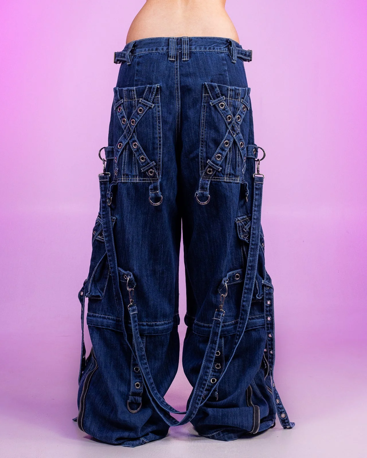 Tripp NYC Zip-Off Blue Denim X-Strap Pants - Image 8