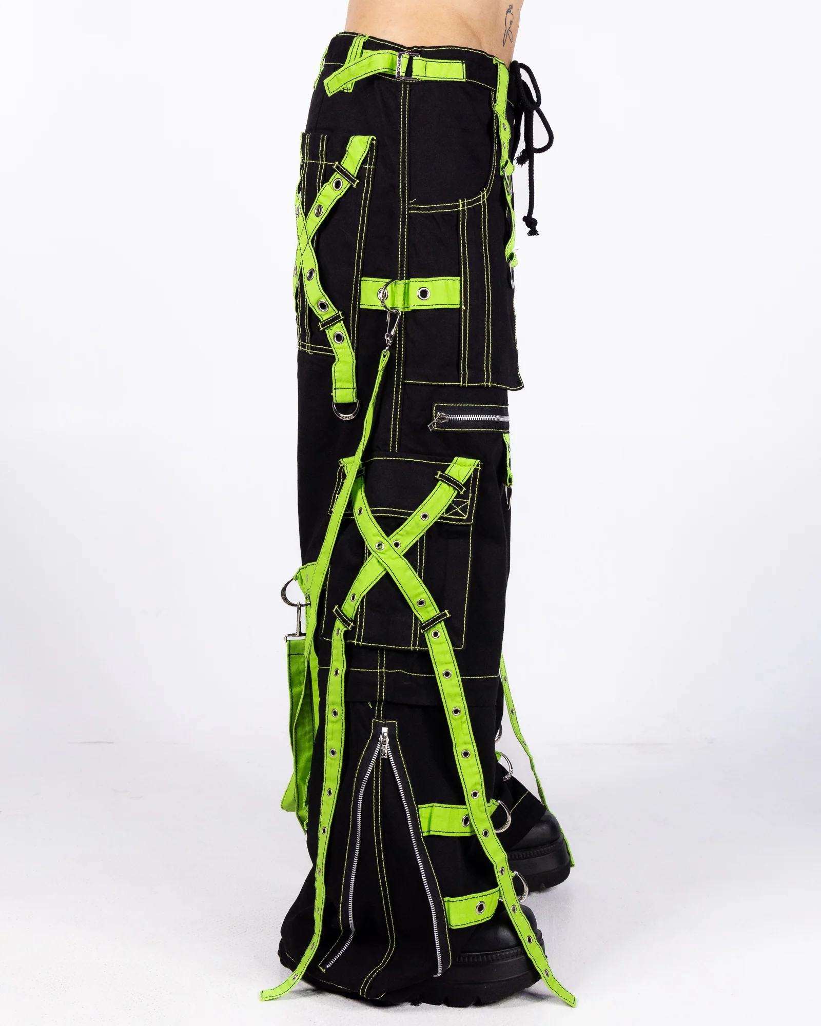 Tripp NYC Zip-Off Harness Dark Street Black/Lime Unisex Pant - Image 3