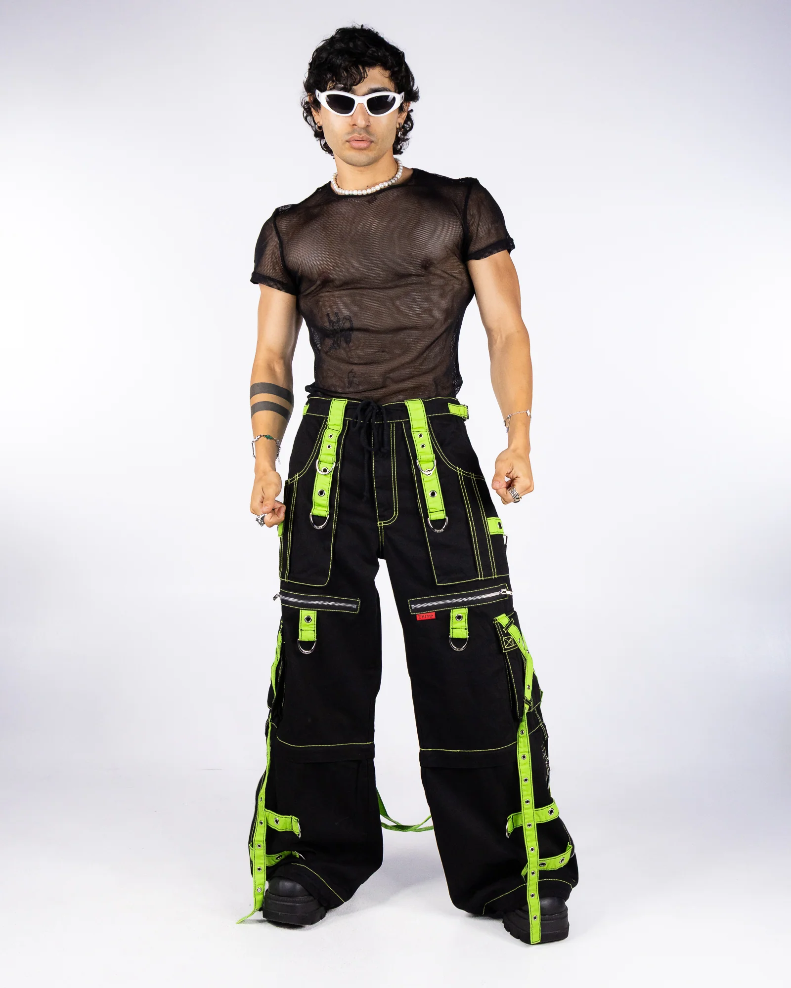 Tripp NYC Zip-Off Harness Dark Street Black/Lime Unisex Pant - Image 8