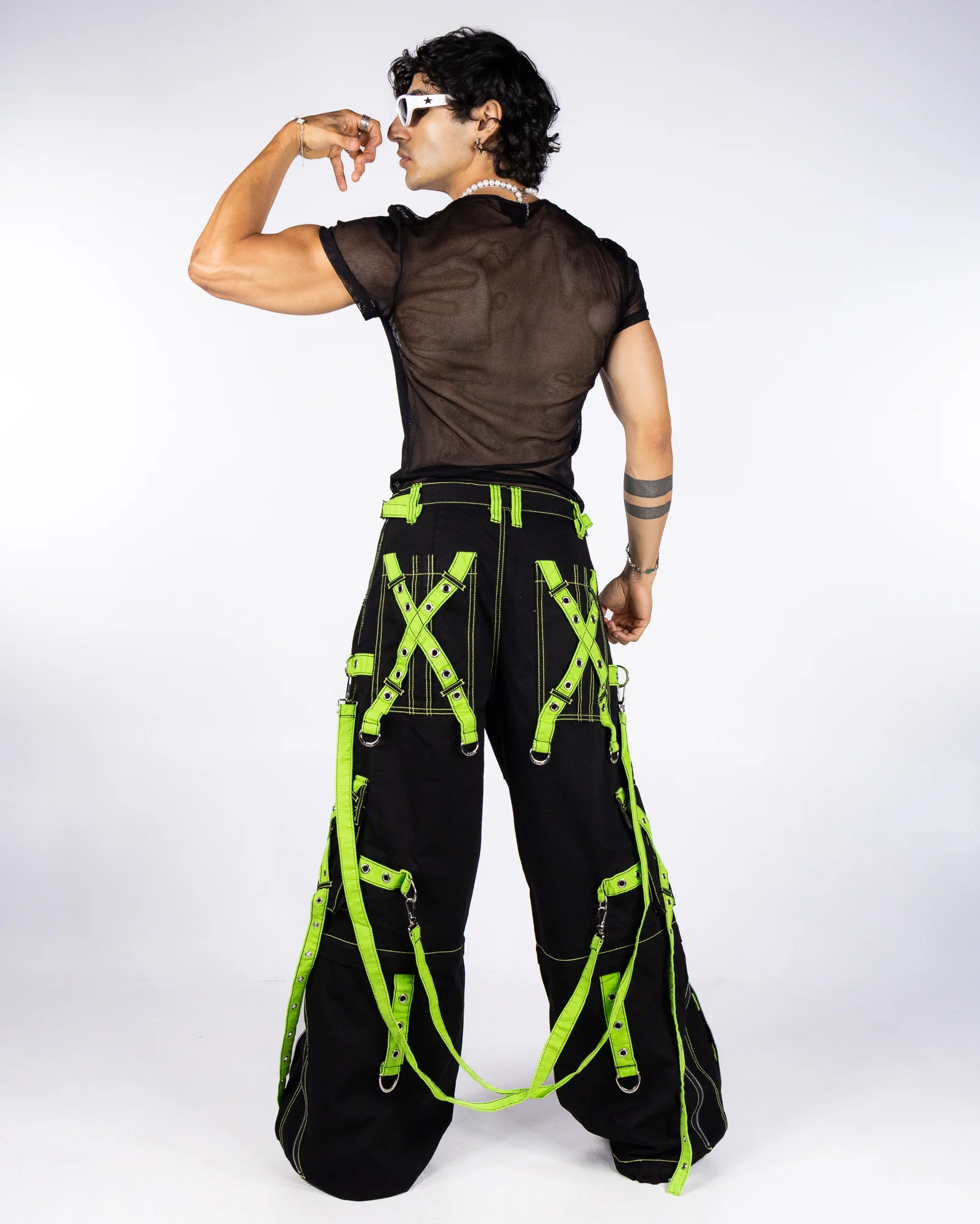 Tripp NYC Zip-Off Harness Dark Street Black/Lime Unisex Pant - Image 9