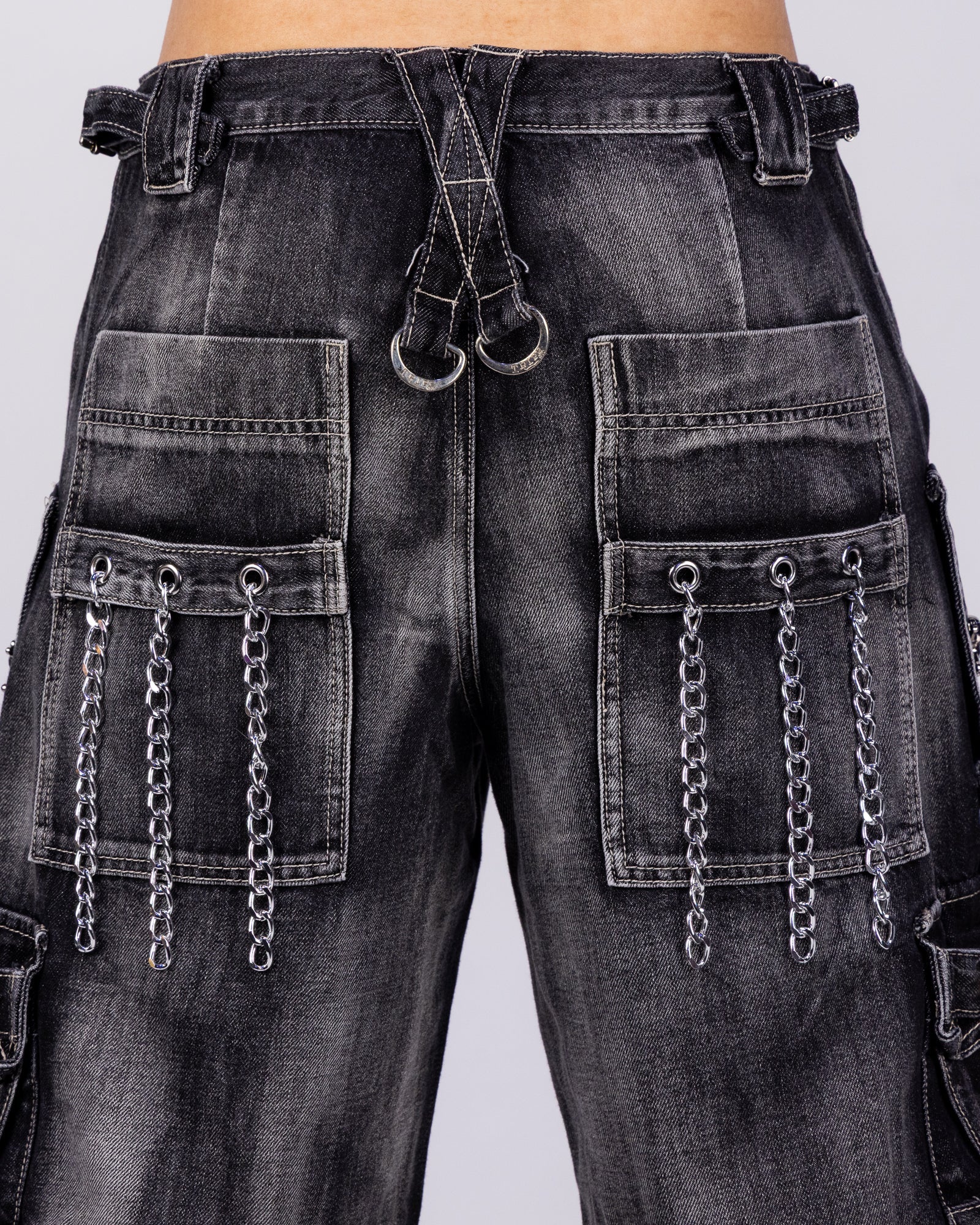 Tripp NYC Zip-Off Lock Up Storm Wash Gray Denim Unisex Pant - Image 7