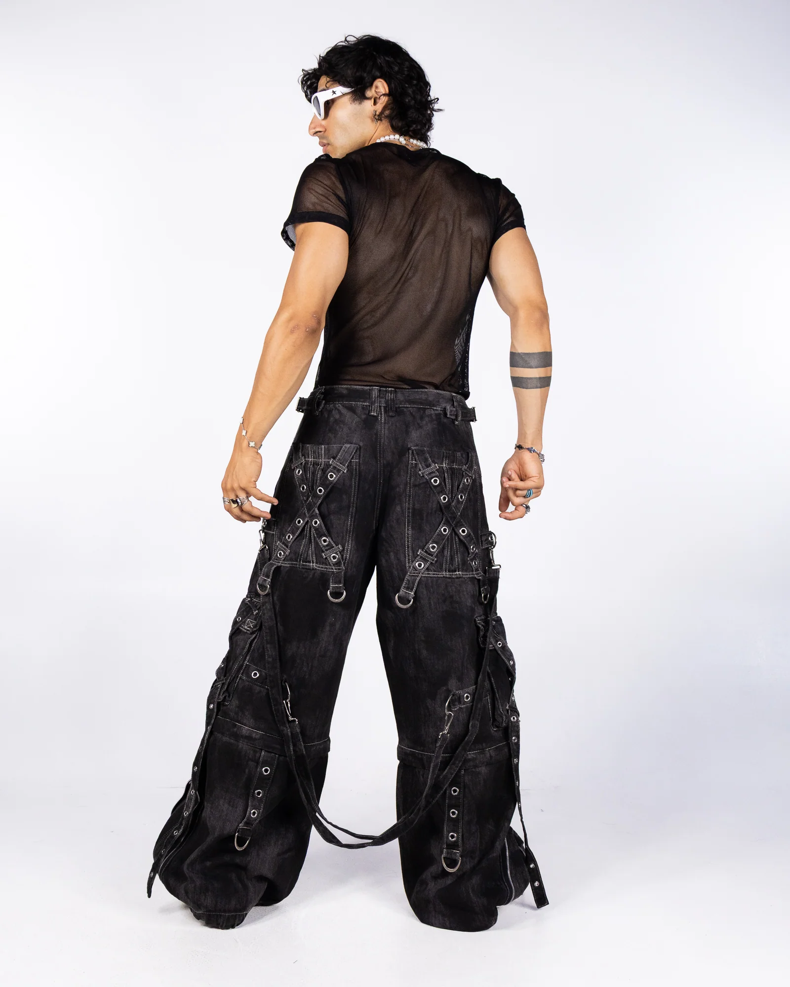 Tripp NYC Zip-Off X-Strap Black Ink Denim Unisex Pant - Image 10