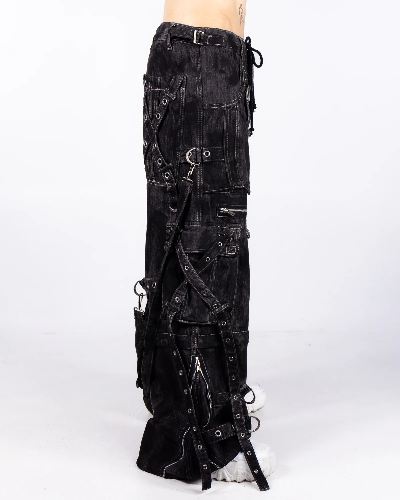 Tripp NYC Zip-Off X-Strap Black Ink Denim Unisex Pant - Image 4