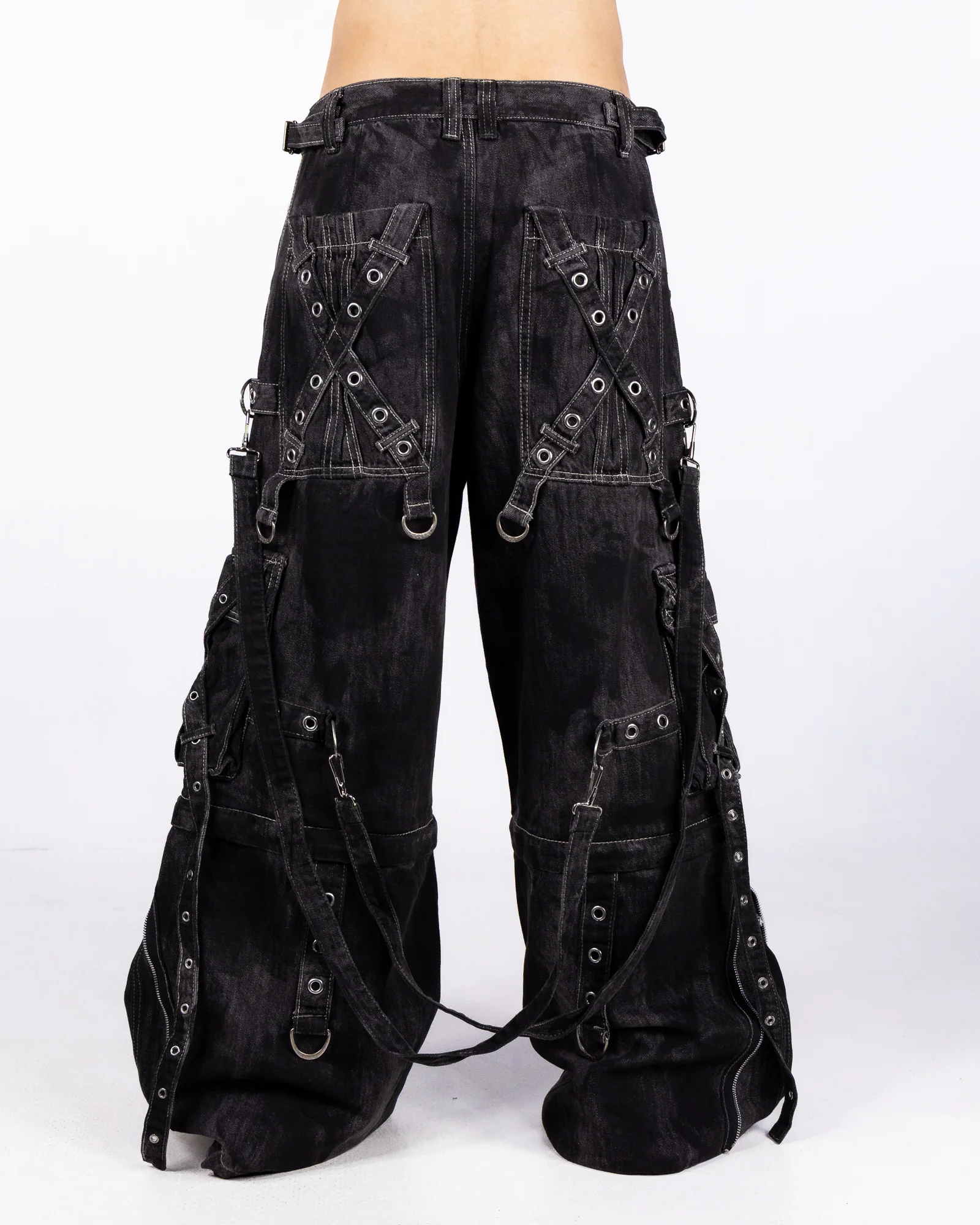 Tripp NYC Zip-Off X-Strap Black Ink Denim Unisex Pant - Image 5