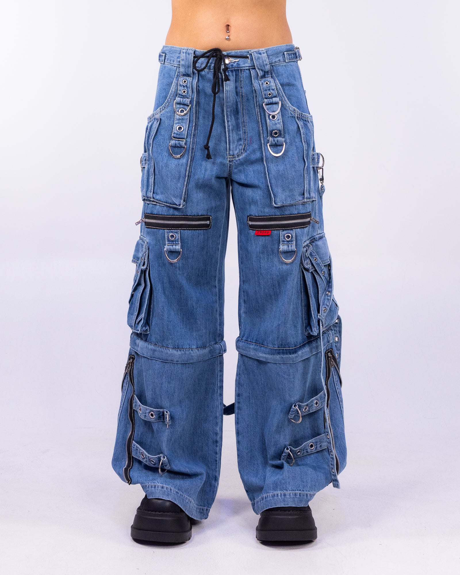 Tripp NYC Zip-Off X-Strap Light Blue Denim Unisex Pant