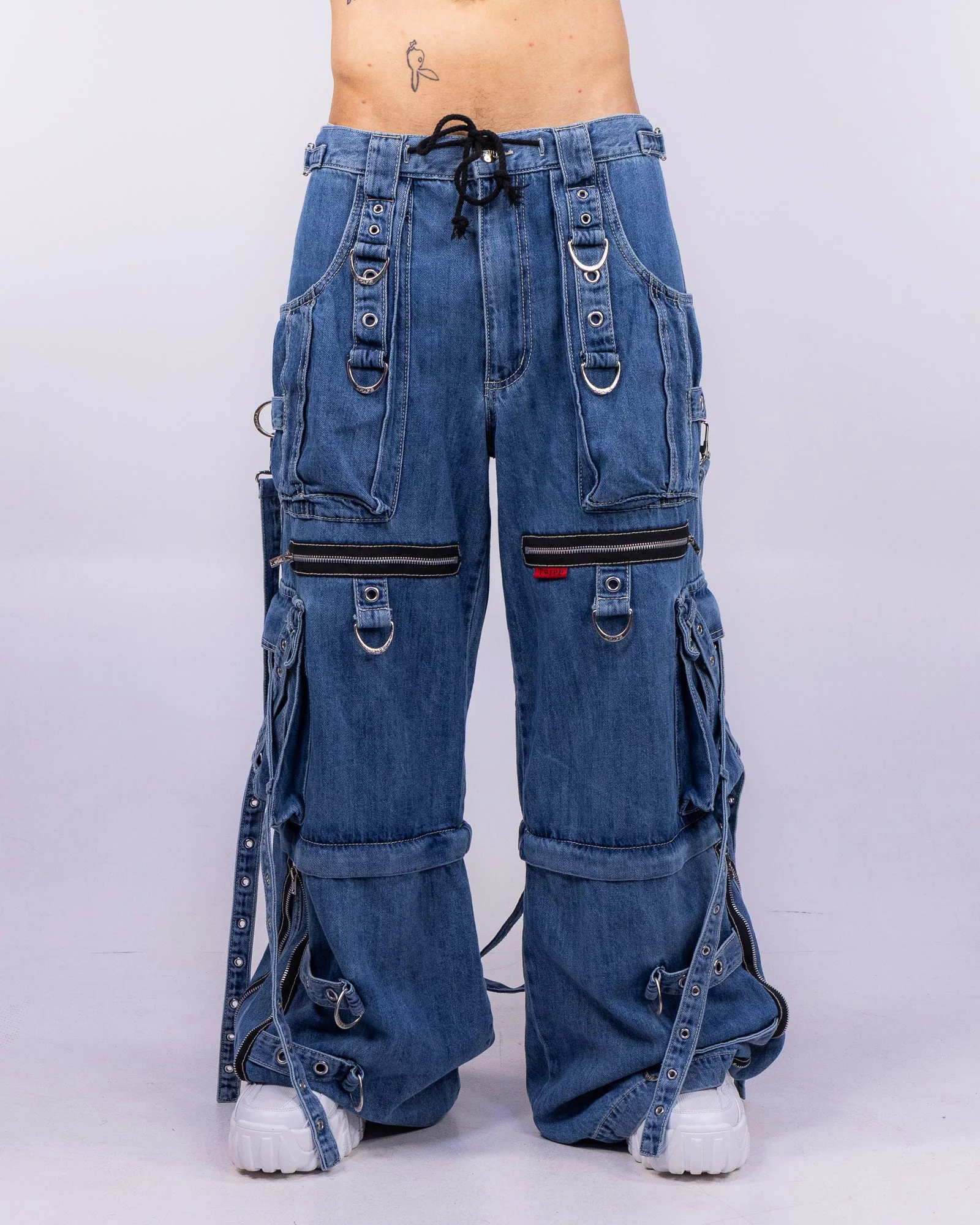 Tripp NYC Zip-Off X-Strap Light Blue Denim Unisex Pant - Image 3
