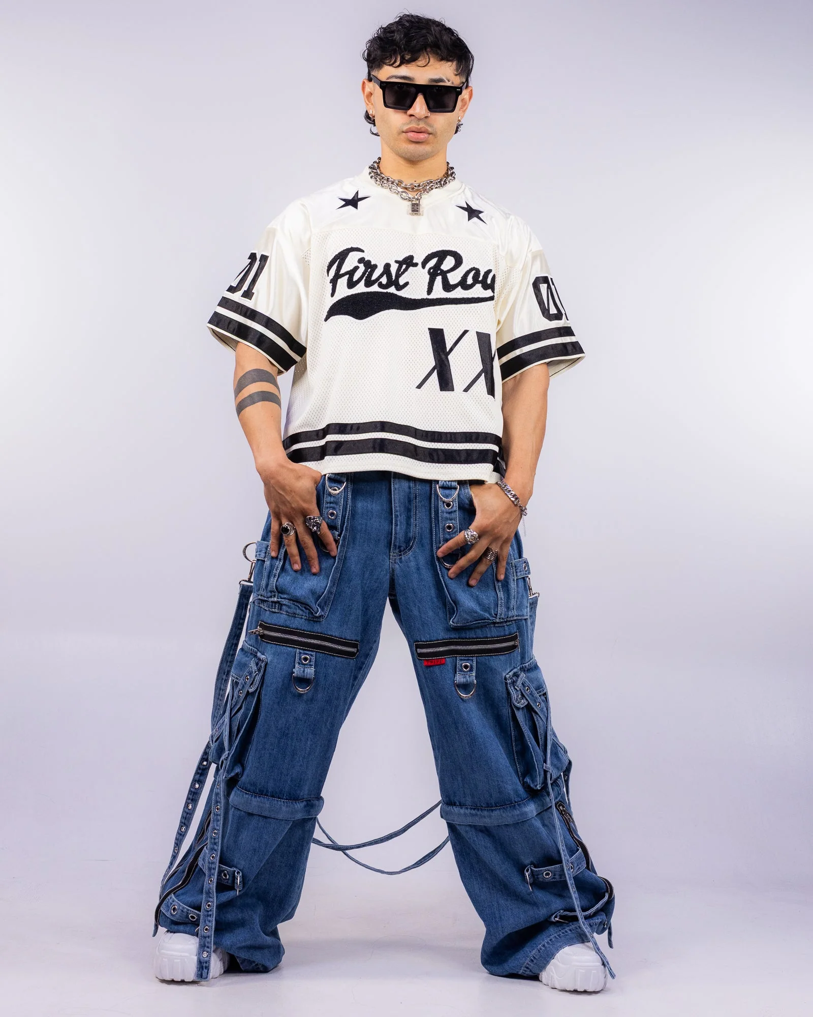 Tripp NYC Zip-Off X-Strap Light Blue Denim Unisex Pant - Image 7