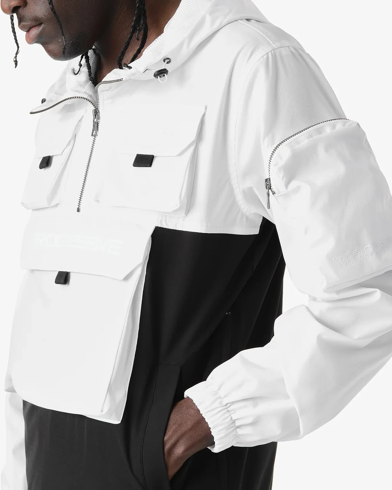 White Pullover Men's Windbreaker - Image 8
