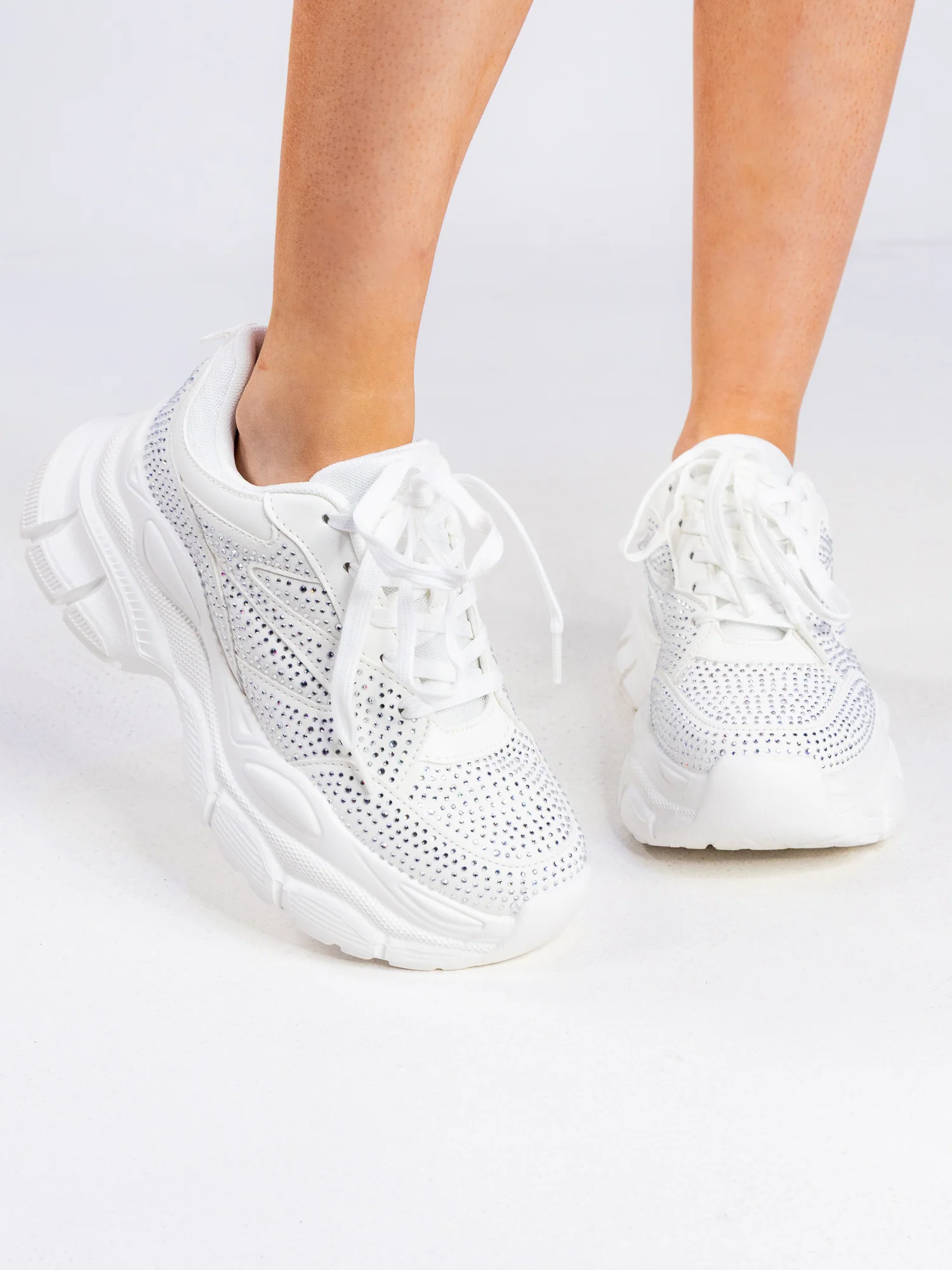 White Rain Women's Rhinestone Chunky Sneakers