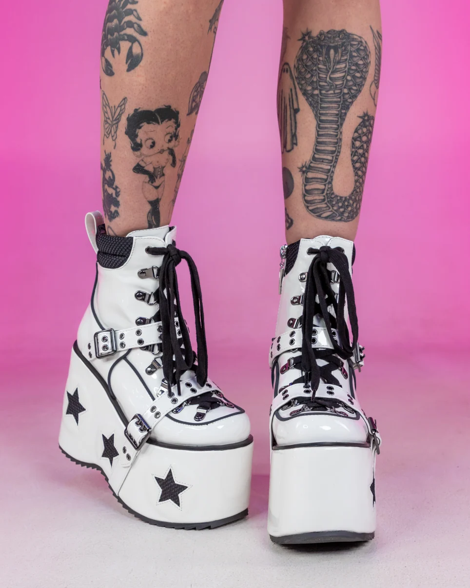 White Spaced Out Platform Boots - Image 4