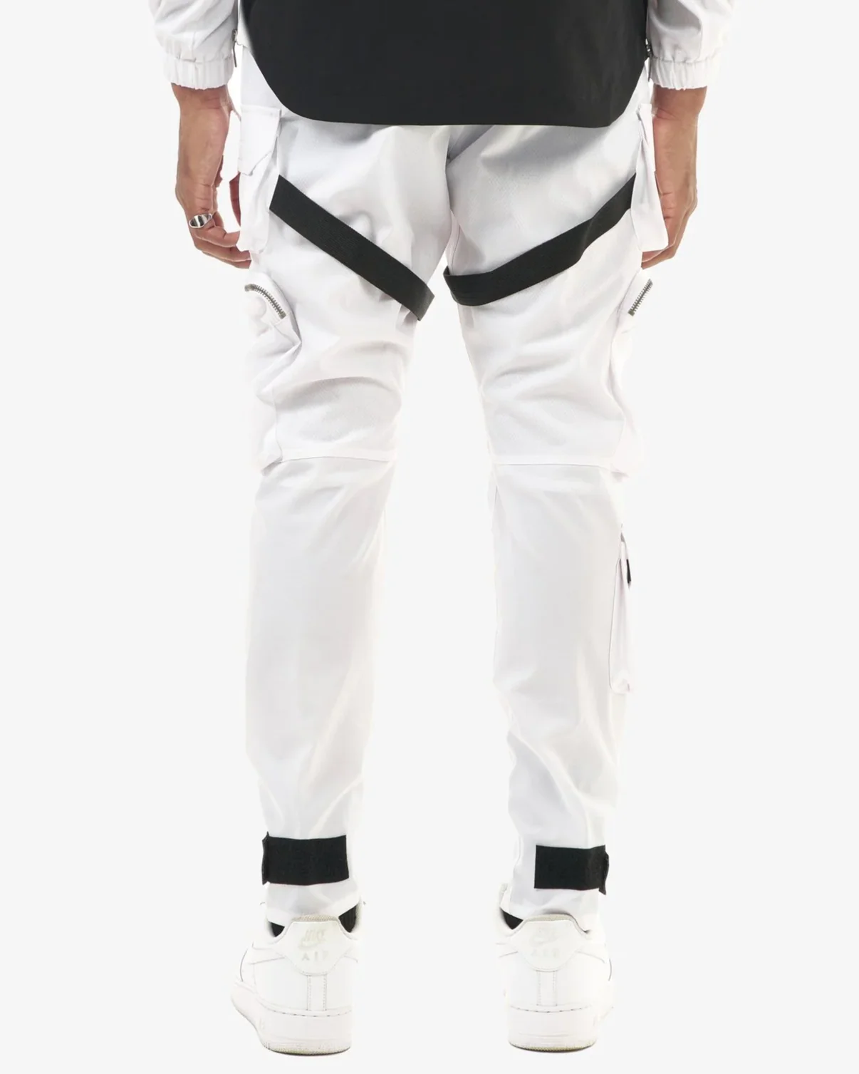 White Unisex Strap Cargo Pants - Image 10