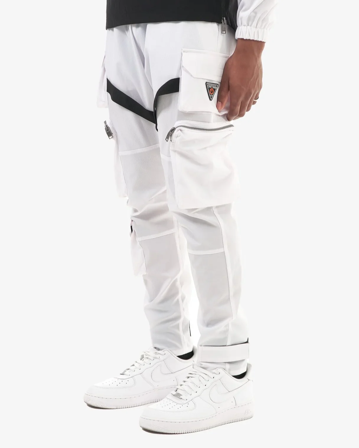 White Unisex Strap Cargo Pants - Image 8
