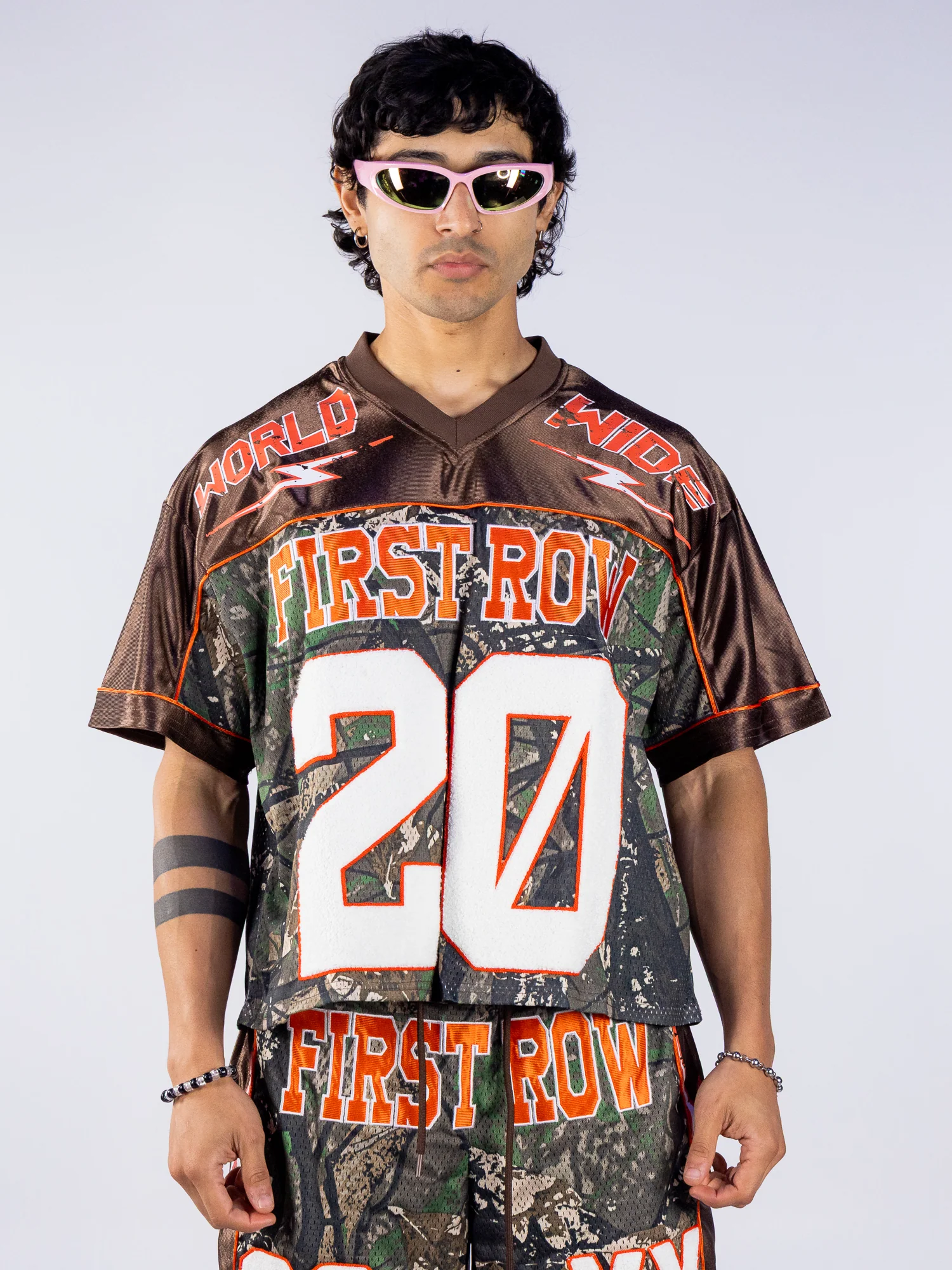World Wide Legend Men's Brown Camo Football Jersey