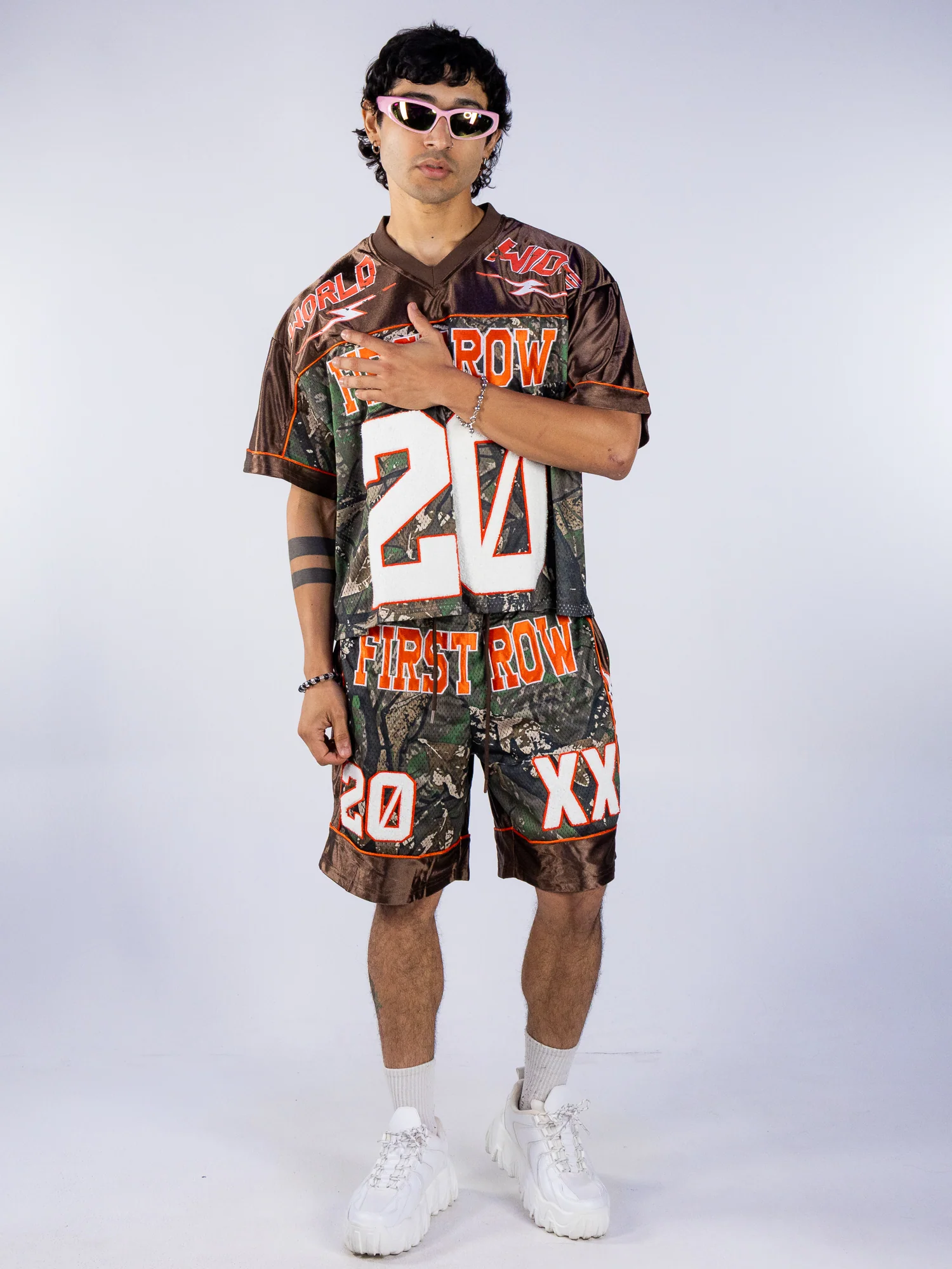 World Wide Legend Men's Brown Camo Football Shorts - Image 2
