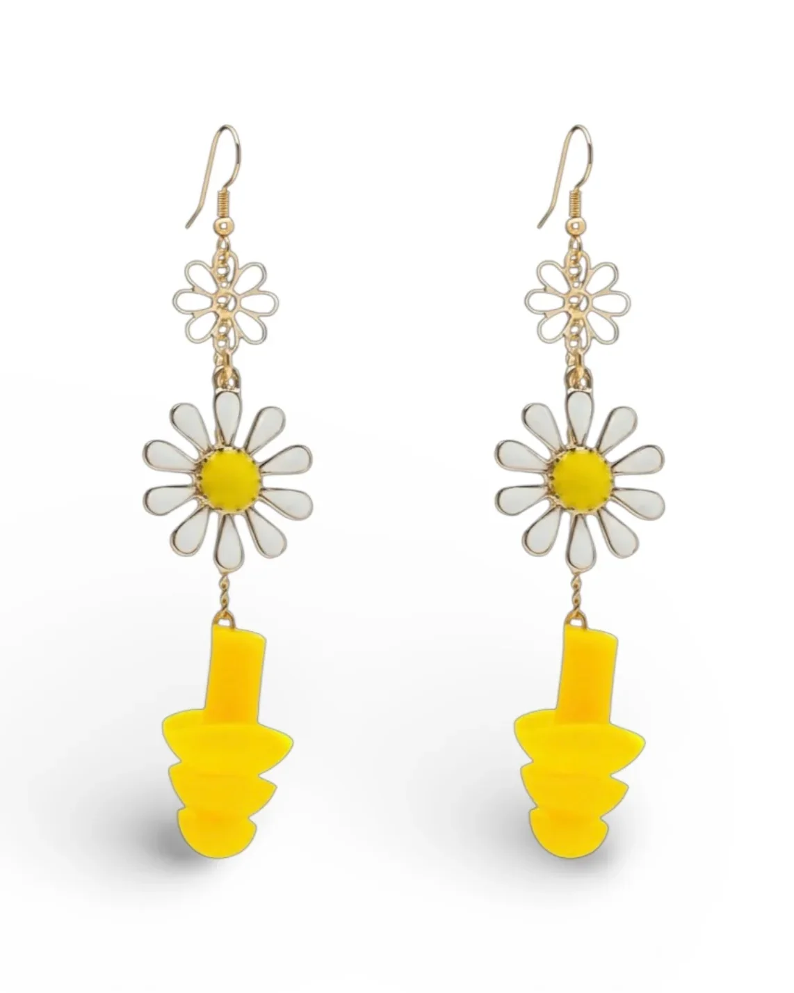Yellow Daisy Earplug Earrings - Image 3